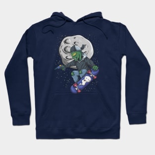 Skateboarding Alien in Outer Space Hoodie